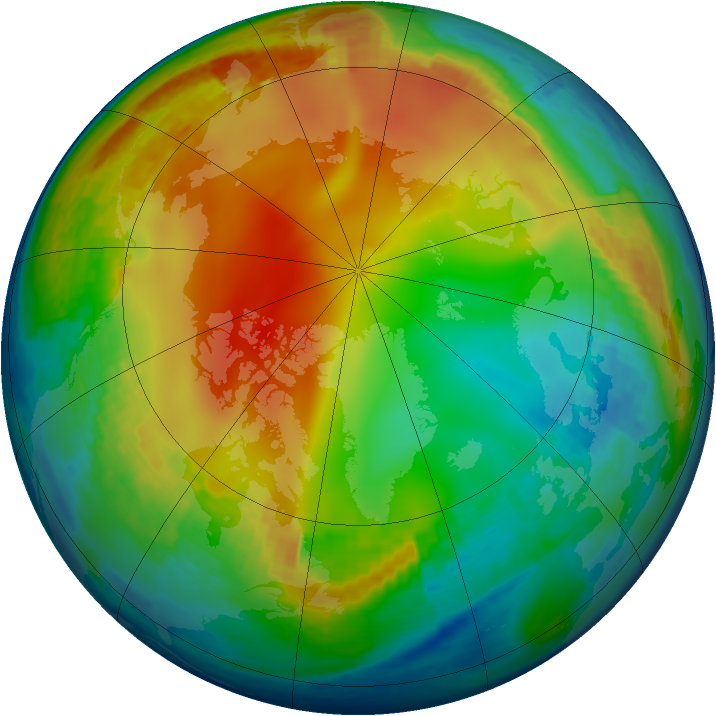 Arctic ozone map for 05 January 2002